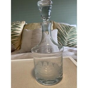 Vintage Toscany Decanter Etched Frosted Clipper Ship Mancave Barware